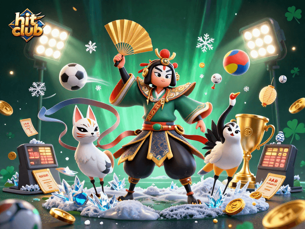 Experience thrill with hit club, featuring a vivid 3D casino scene full of dynamic gaming elements.