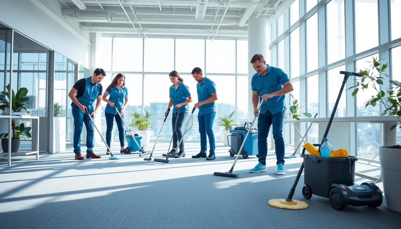 Efficient Gebäudereinigung Ulm in a modern office environment showcasing professional cleaning actions.