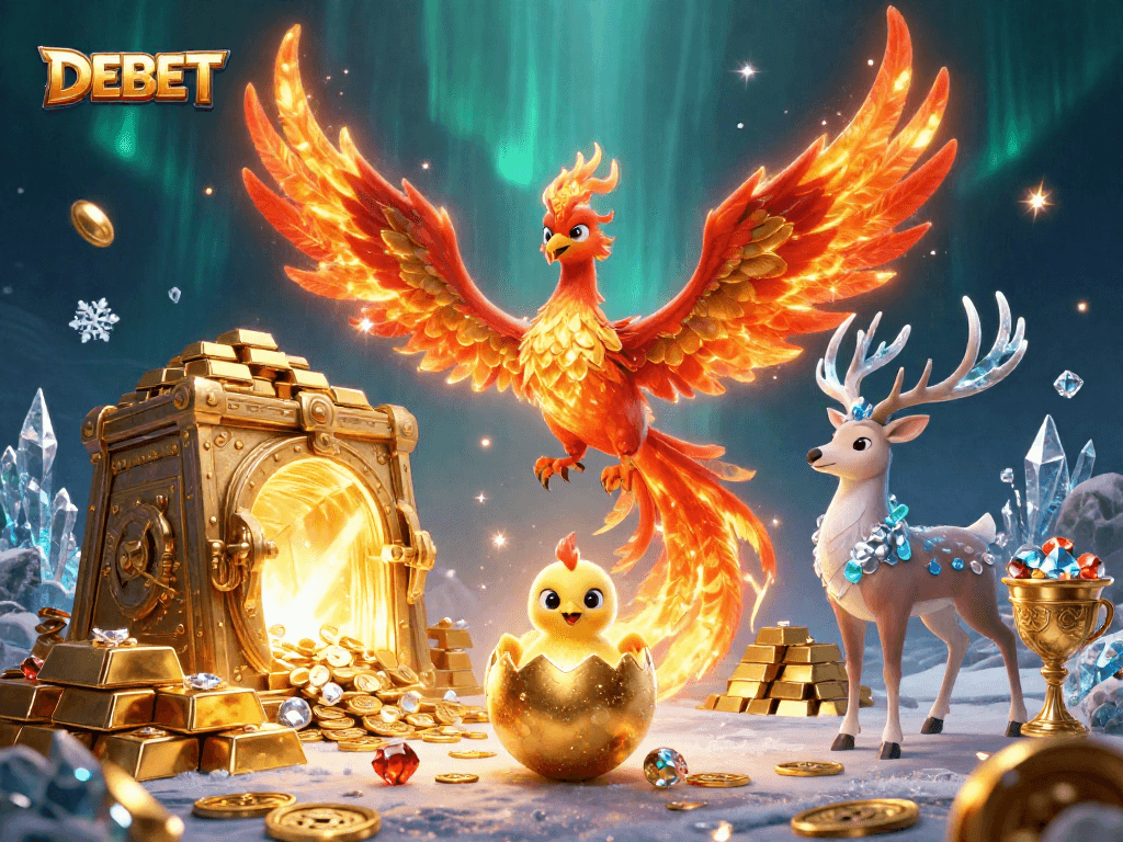 Experience the thrilling DEBET adventure with mystical creatures and treasures in this stunning illustration.