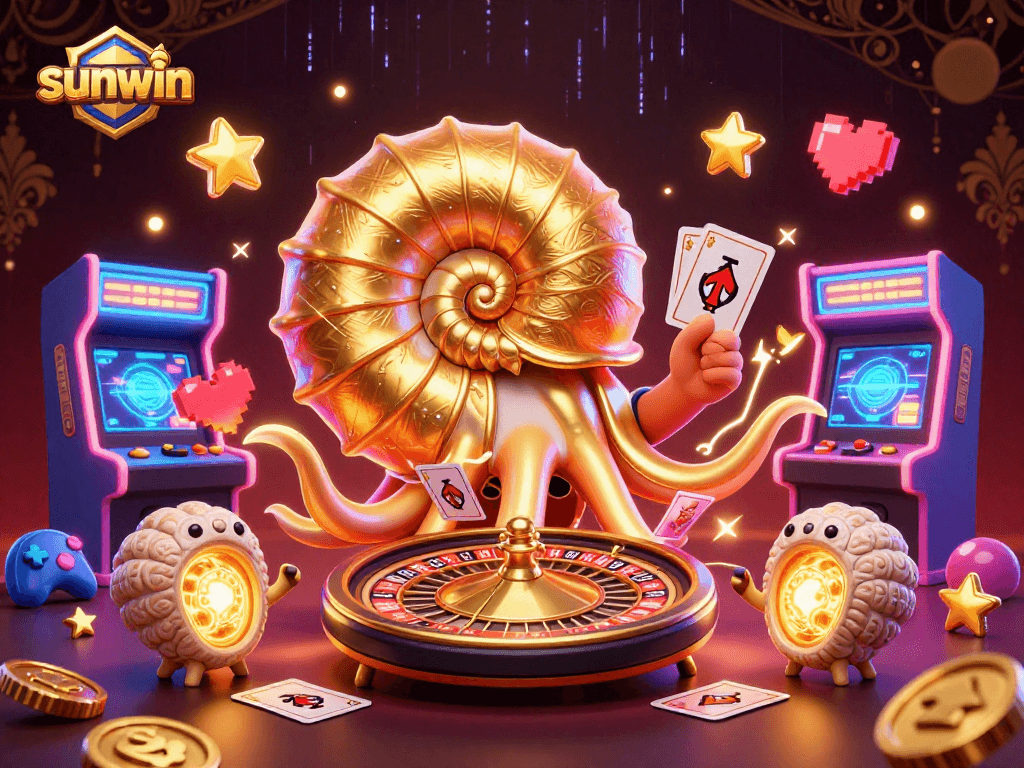 Experience thrilling gaming with sunwin in an energetic casino illustration featuring vibrant characters and elements.