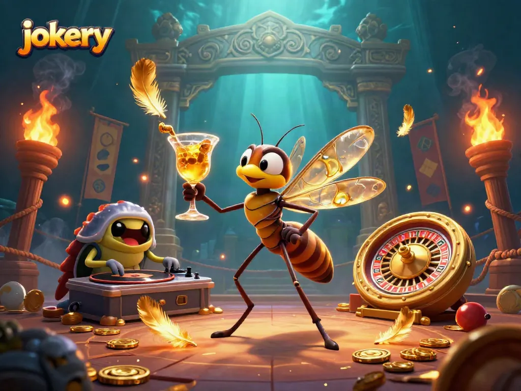 Engage with jokery-inspired casino action featuring unique characters in a vibrant 3D illustration.