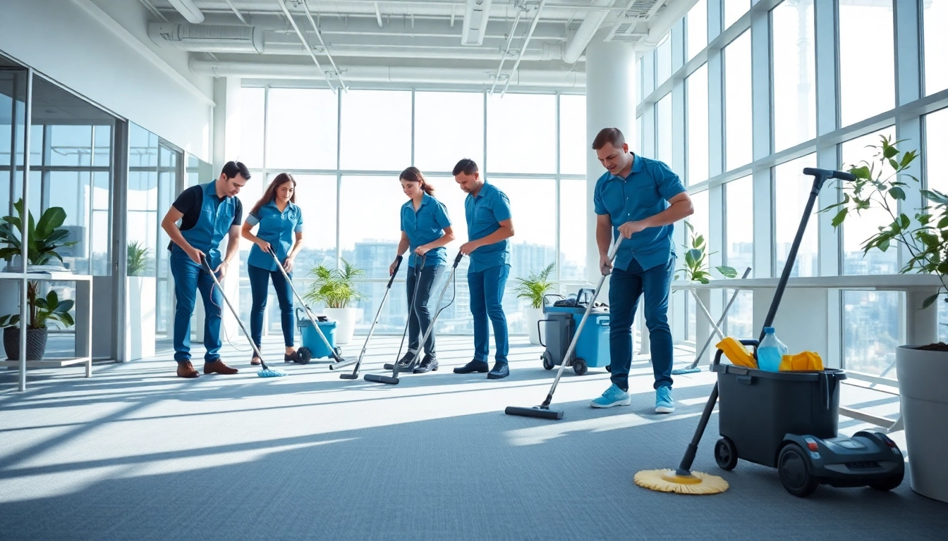 Efficient Gebäudereinigung Ulm in a modern office environment showcasing professional cleaning actions.