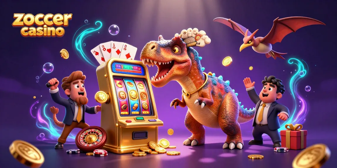 Experience the thrill of Zoccer Casino with cartoon characters winning jackpot coins and enjoying vibrant games!